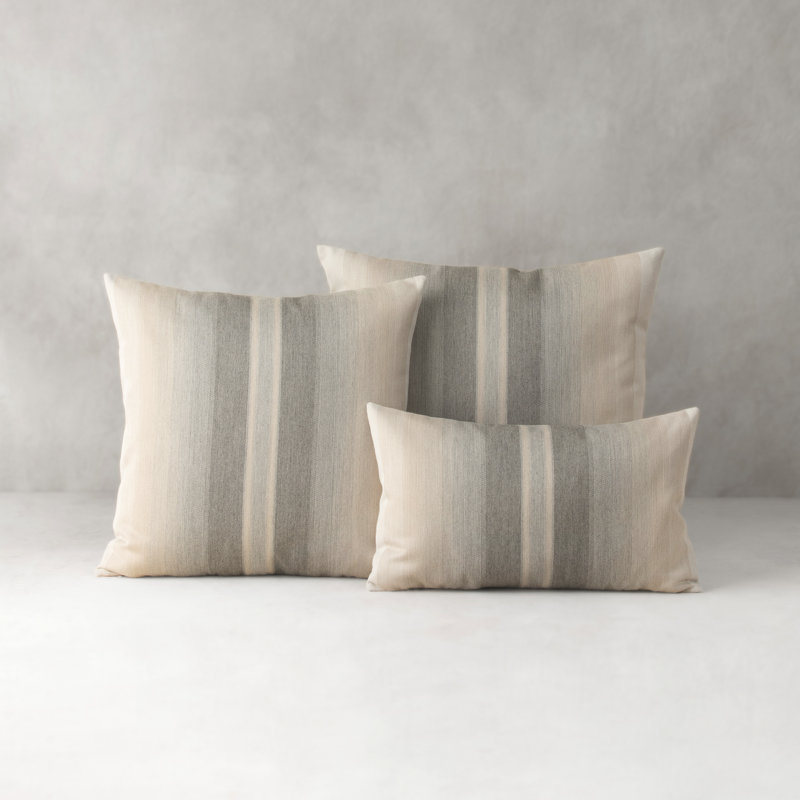 Ombre Indoor & Outdoor Woven Accent Pillow, Gray, Striped