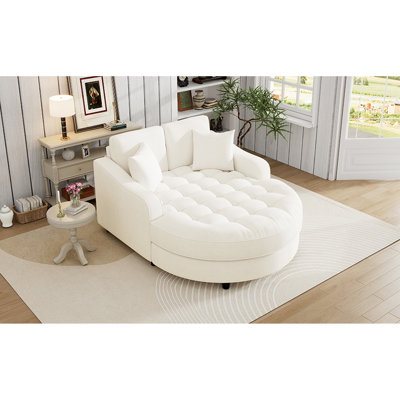 Méridienne de 55 po, beige. Siège généreux. Coussins amovibles. Tissu en chenille. Structure robuste. Coussin en mousse beige. Coffre spacieux. Coussins pour plus de confort. Revêtement.