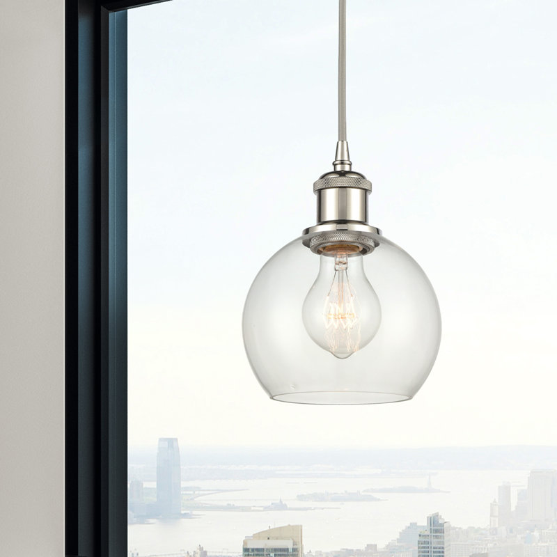 Luminaire suspendu sphérique 1 lumière Roxane, Ampoule non incluse, Nickel poli