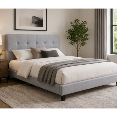 Lit plateforme tapissier Leon