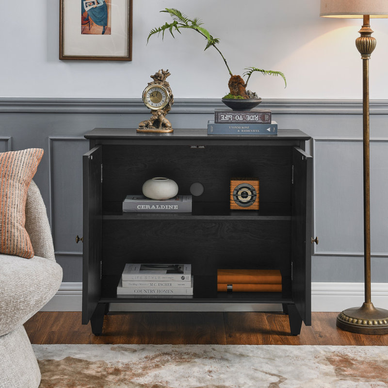 Buffet rétro en bois avec rangement, Noir