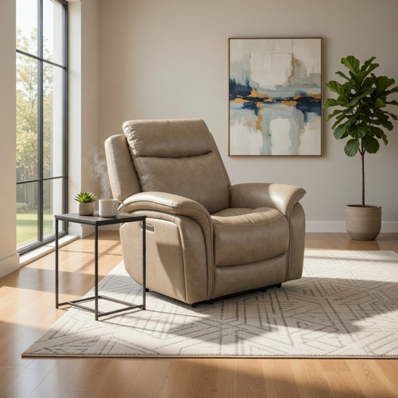 Fauteuil inclinable électrique en cuir Grayson, Brun