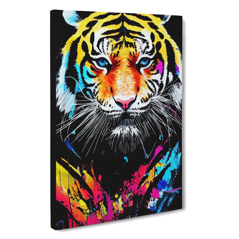 Painted Tiger No.1 Abstract - Wall Art, Wrapped Canvas, 50cm H x 35cm W, No Matte