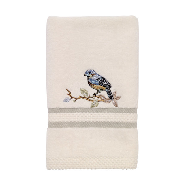 SKL Home Casual Monogram M Hand Towel Set, White, 2 Pc.