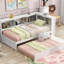 Lit de jour simple avec couchette, armoires de rangement et ports USB, blanc