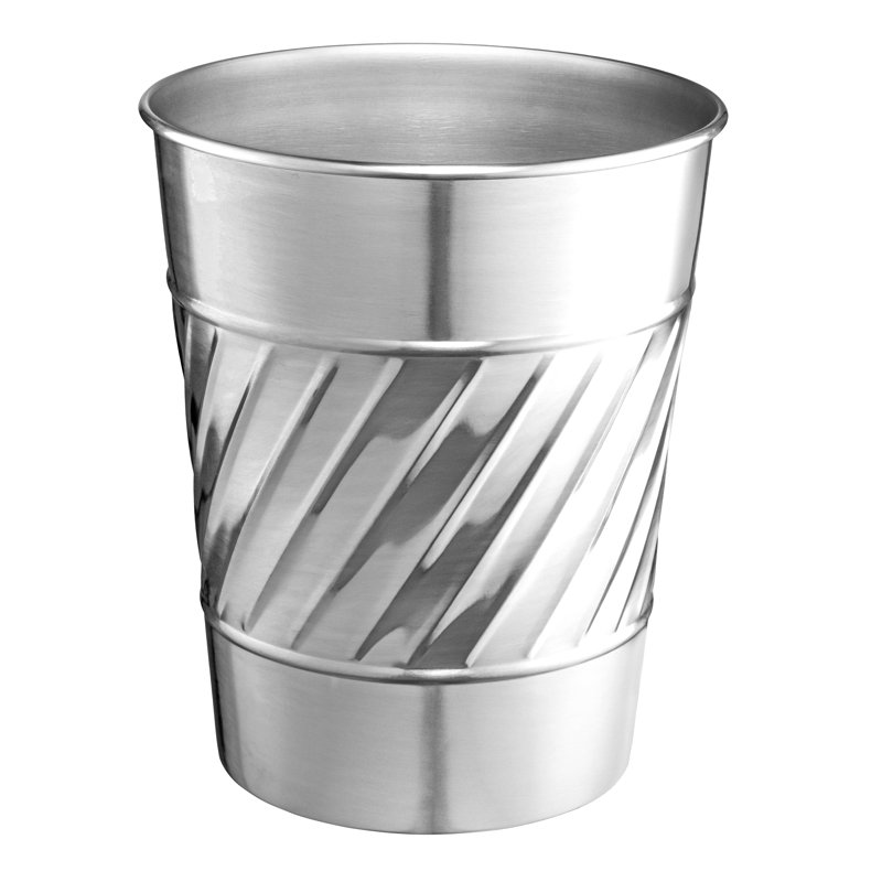 Nickel Chrome Handcrafted Wave Embossed Metal Wastebasket