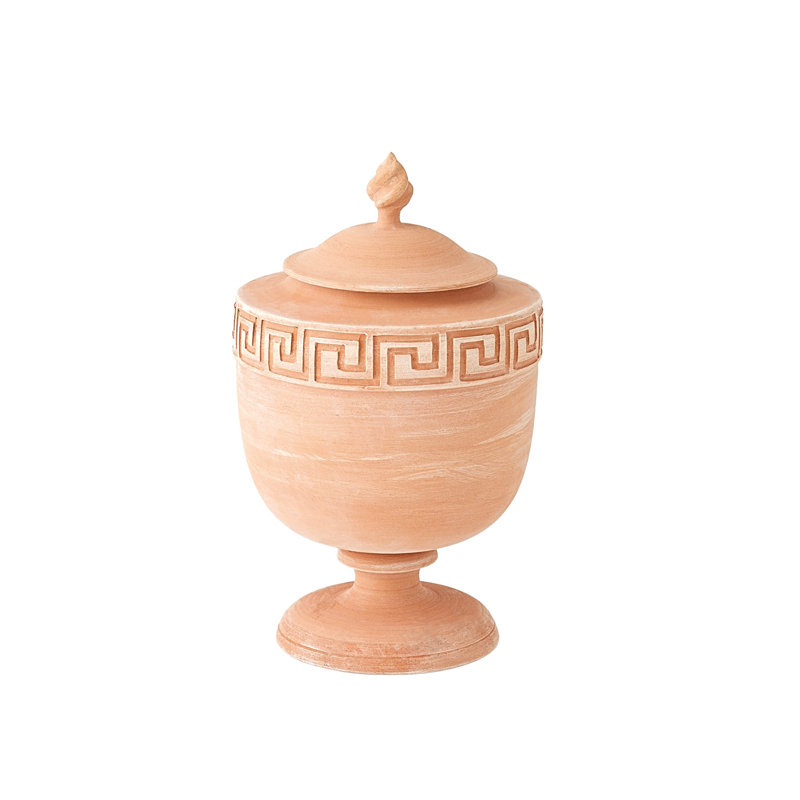 Villa Greek Key Urn-Terracotta