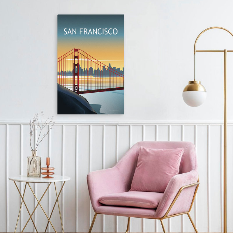 San Francisco II - aventure, architecture bleue, art bleu, H 24 po x l 16 po