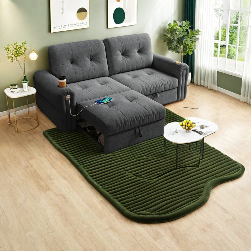 Canapé en chenille multifonctionnel et moderne, convertible en lit, idéal pour les espaces de vie