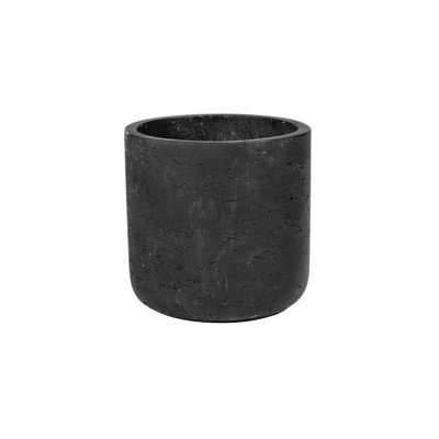 Black Textured Round Fiberstone Pot