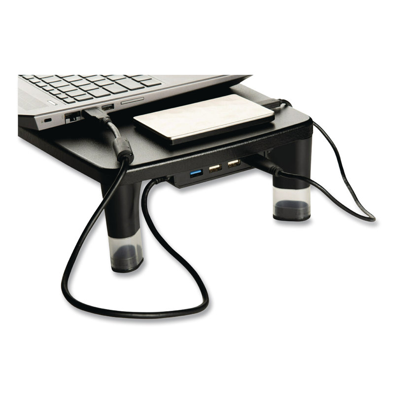 Adjustable Black and Clear Monitor Stand with USB Hub