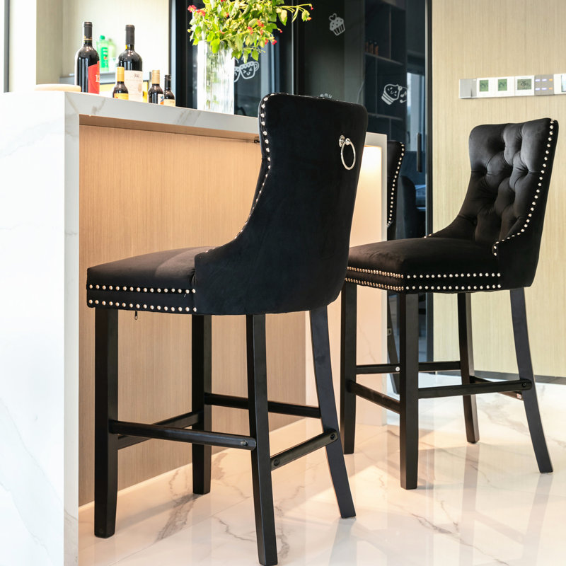 Chaises de bar rembourrées en velours Modern