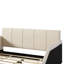 Lit tapissier au sol avec bureau de chevet et petit tabouret rond-844720154-844720152