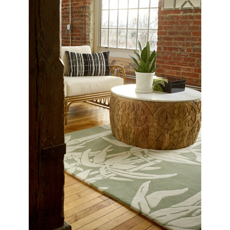 Wool Floral Area Rug, Rectangle 6'7" x 9'2"