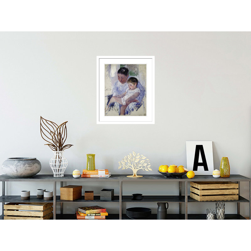 «Jenny and Her Sleepy Child» par Mary Cassatt, impression giclée encadrée, H 27,61 po x l 23,5 po