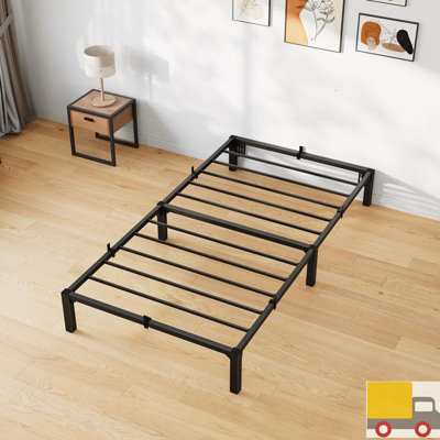 Structure de lit en métal, plateforme robuste avec support de 800 lb, aucun sommier requis, assemblage facile sans outil, conception sans bruit