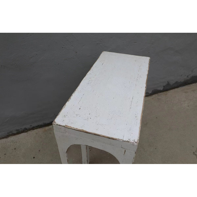 Distressed White Solid Wood Arch Console Table with Storage