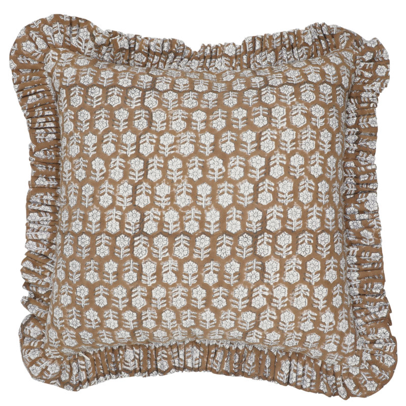 Housse de coussin en coton rustique à motif floral Fab divine pour décoration intérieure confortable - Tulsi Buti, Carré