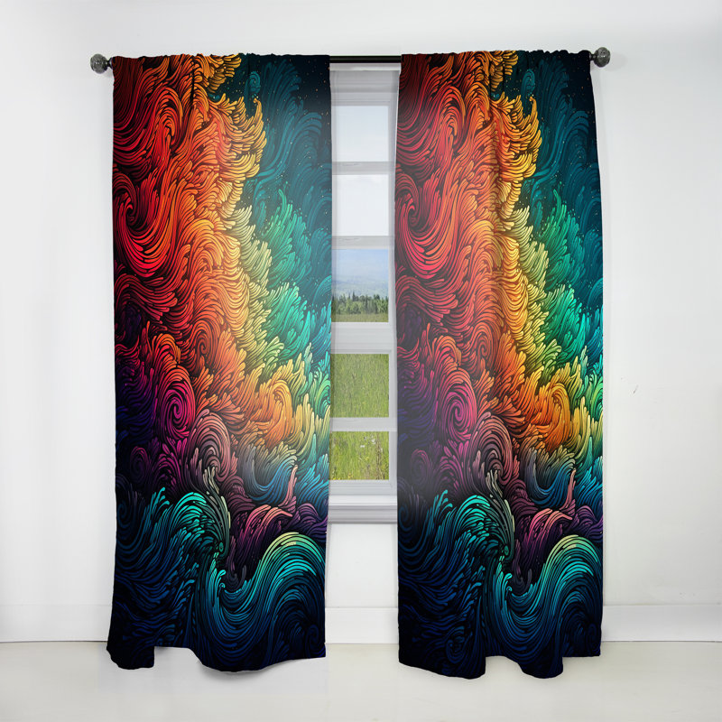 Canova - rideau en velours moderne - obscurcissant - 1 panneau Rainbow Colored Waves II, L 52 po x L 95 po