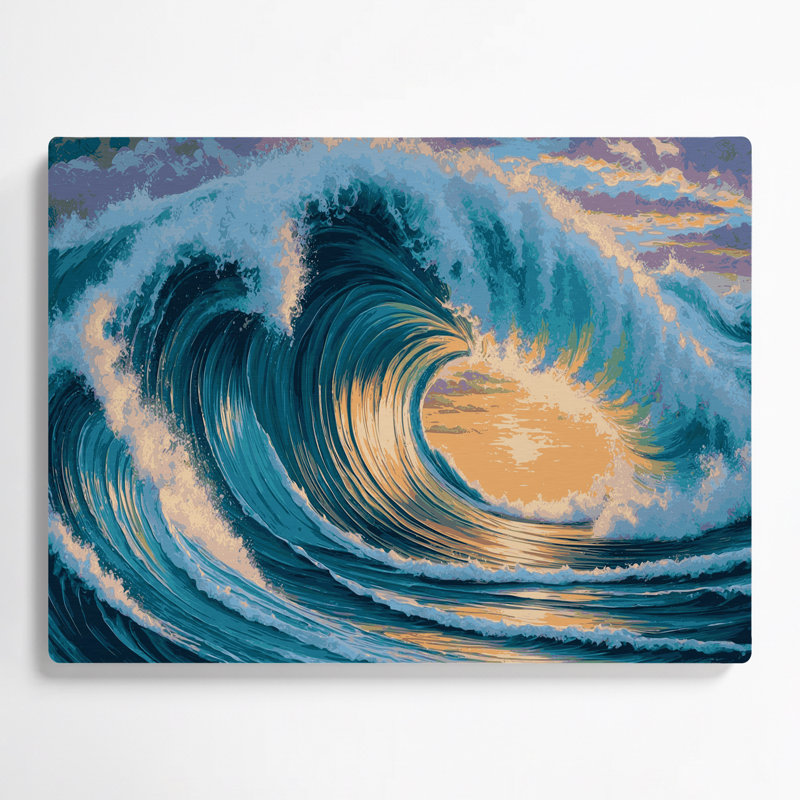 Hawaiian Rolling Waves, art mural en métal bleu, H 11 po x l 14 po