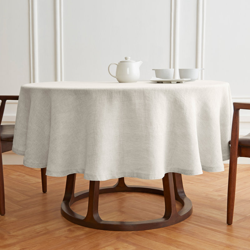 Sonoma Light Flax 60" Round Pure Linen Tablecloth
