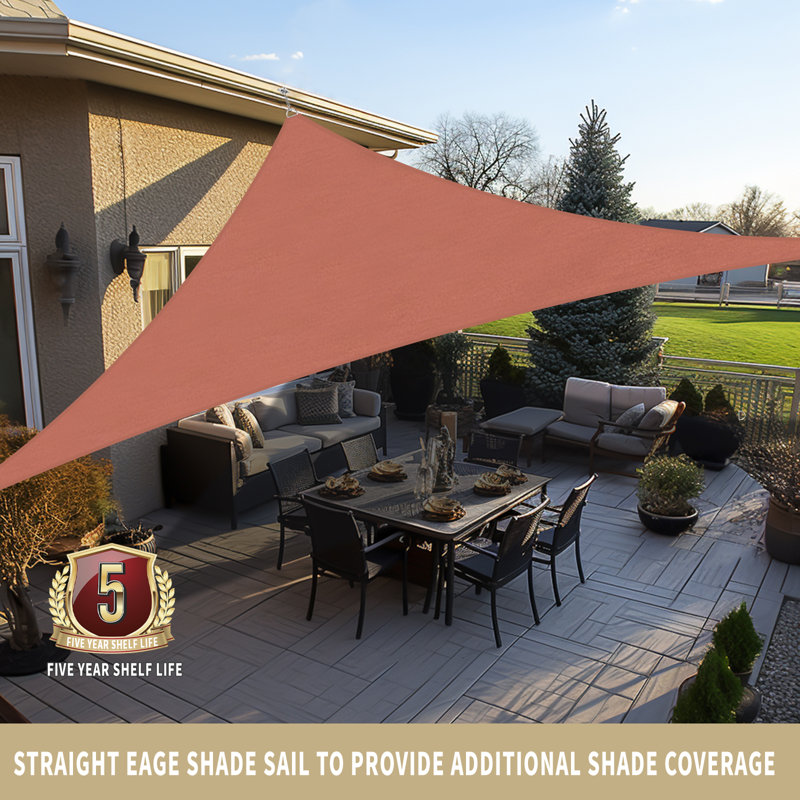 11'8" x 15'7" Triangle Shade Sail, Rust Red