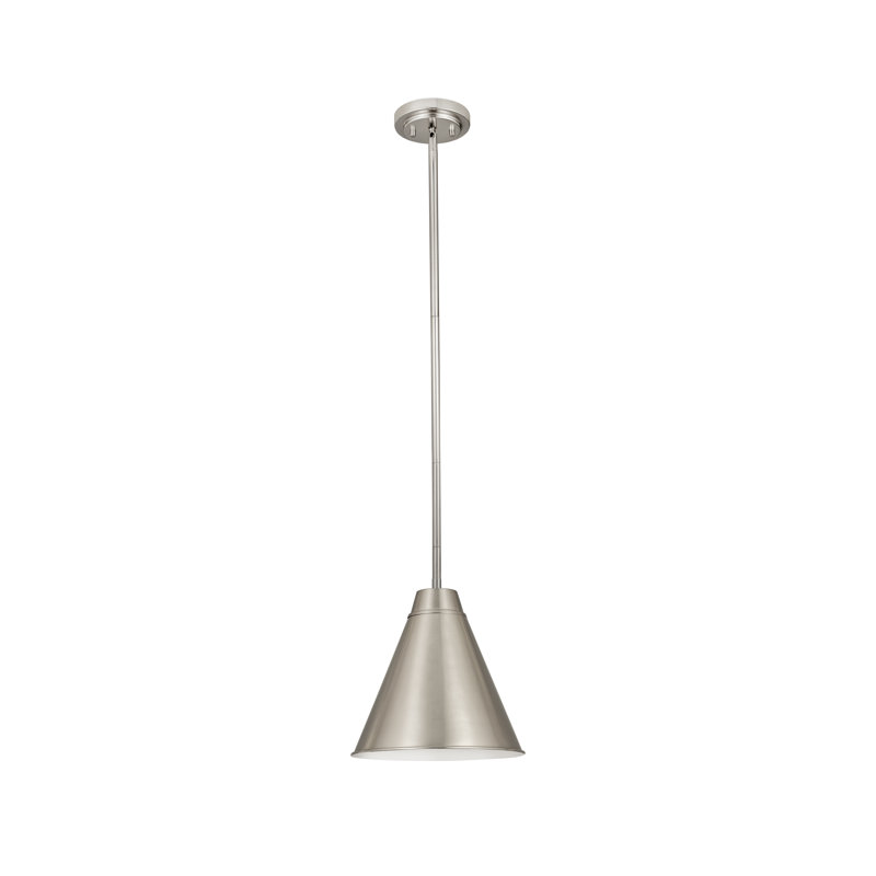 Haveman 1-Light Dimmable Adjustable Length Pendant, Brushed Nickel, 15.5" H x 12" W x 12" D