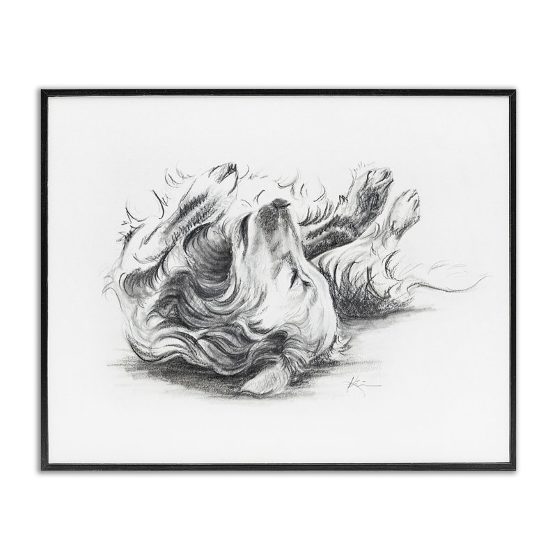«Naptime Dog», estampe numérique par Lindsay Kivi Fine Art, Giclée encadrée noir minuit, H 11 po x l 14 po