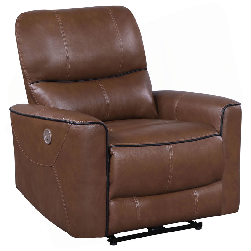 Saddle Brown Upholstered Power Recliner Chair