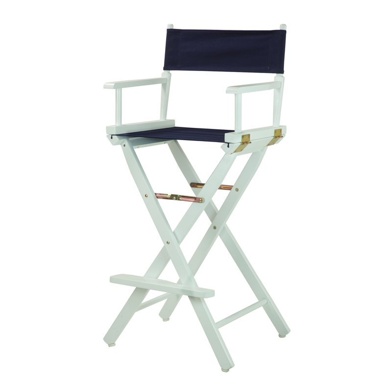 30" Folding Director Chair with Canvas, Navy Blue, White
