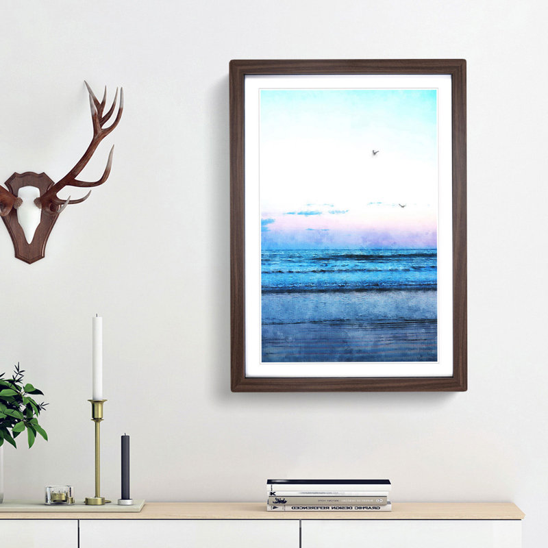 Seagulls Flying High - Framed Print, Walnut Framed, 87cm H x 62cm W x 2cm D