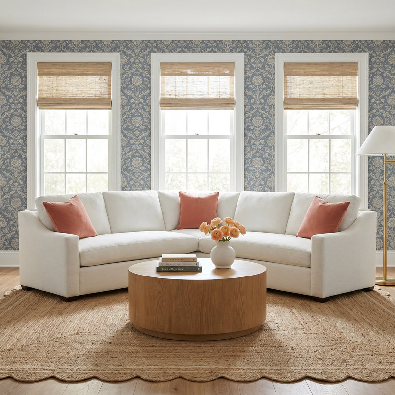 Cranbrook Upholstered L-Sectional, Classic Bleach White Twill