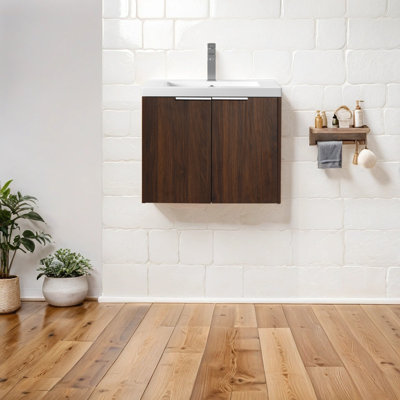 Meuble-lavabo mural 24 po avec lavabo et portes à fermeture en douceur
