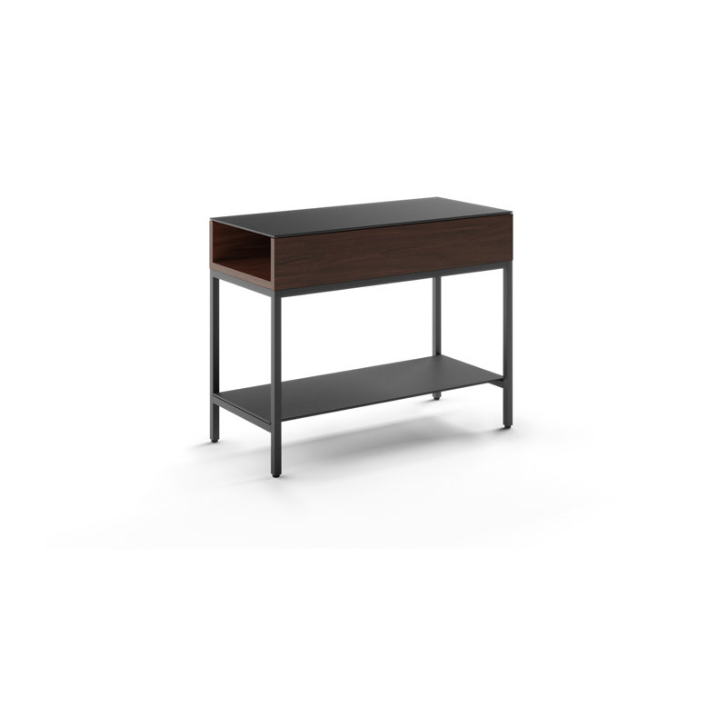 Reveal Glass End Table with Storage, Chocolate Stained Walnut