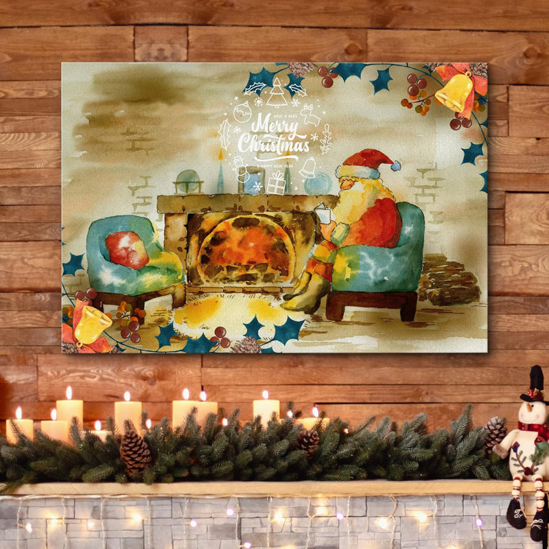 Fêtes de Noël, père Noël, célébrations et fêtes, décor, illustrations, art moderne, Toile tendue, H 12 po x l 18 po