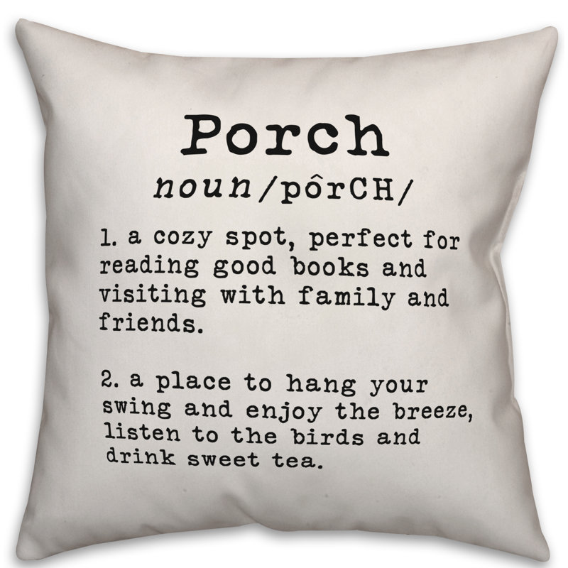 Textual Outdoor Throw Pillow, Off White/Black, 18" H x 18" W