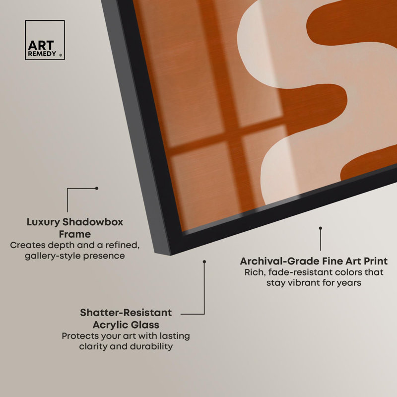 «Steady Flow I Living Room Art Shadowbox Print» par Art Remedy, H 21 po x l 17 po, Noir