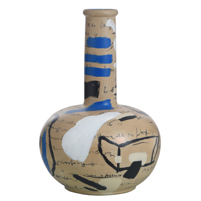 Brooks Vase - Beige/Blue Finish on Ceramic