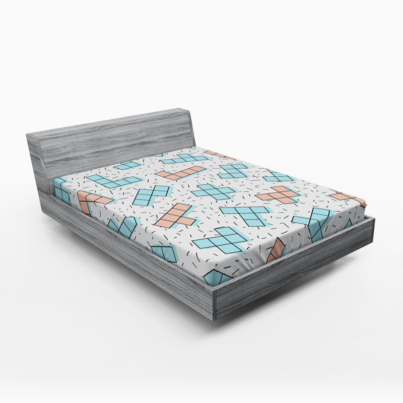 Microfiber Geometric Fitted Sheet, Full Fitted Sheet