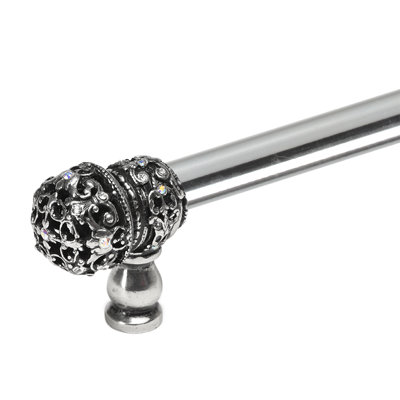 Julian Grace avec petit faîteau à poignée longue lisse 5/8 avec 61 cristaux Swarovski transparents et Aurore Boreale avec entretoise centrale
