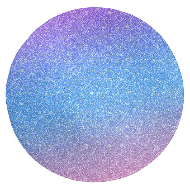 Tapis dégradé orchidée/bleu ciel, Rond 5 pi