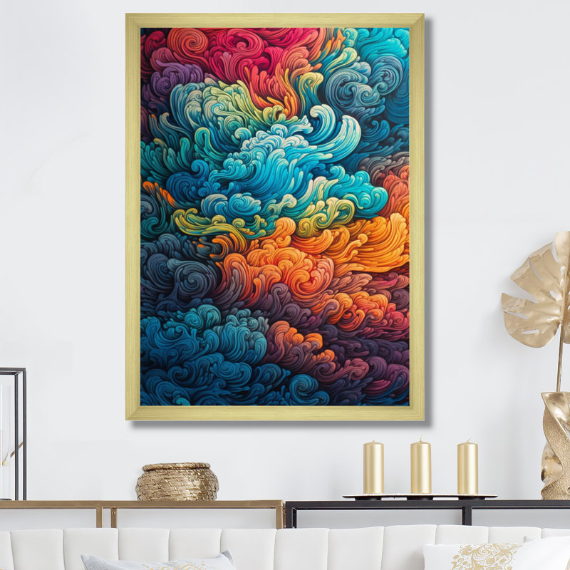 Rainbow Colored Waves In The Sky I Framed On Canvas Print