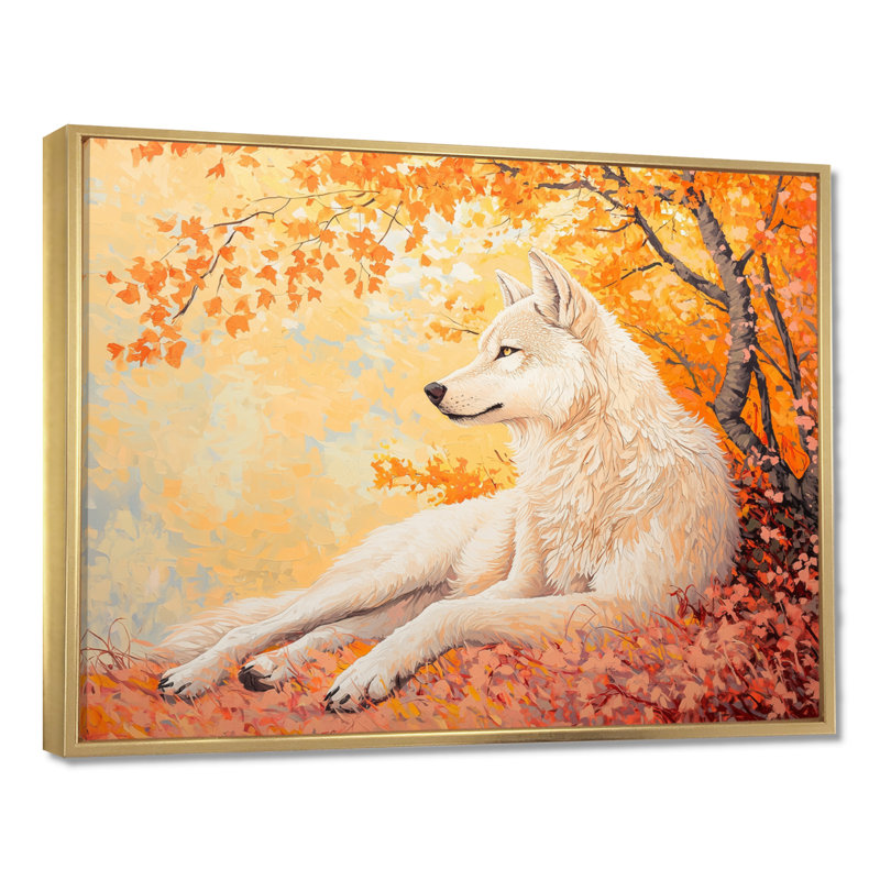 Blooming Wolf At Sunset II - loup, reproduction sur toile, H 12 po x l 20 po, Floater Framed Print without Mat, Doré