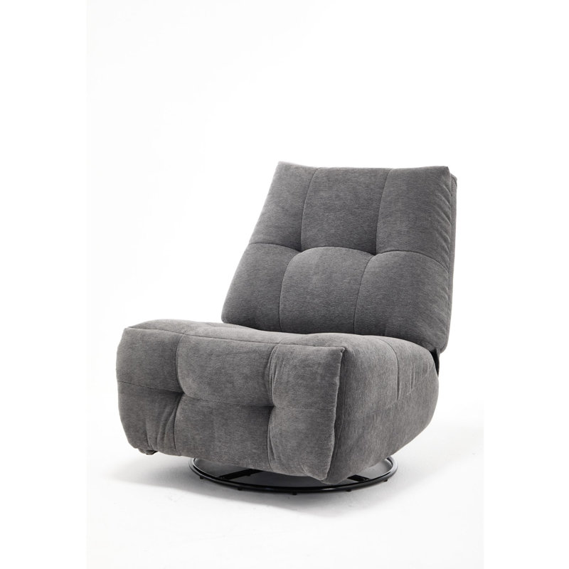 32.3" Wide Contemporary Soft Touch Fabric Swivel Glider Power Recliner with Charging Ports (Set of 2), Gray