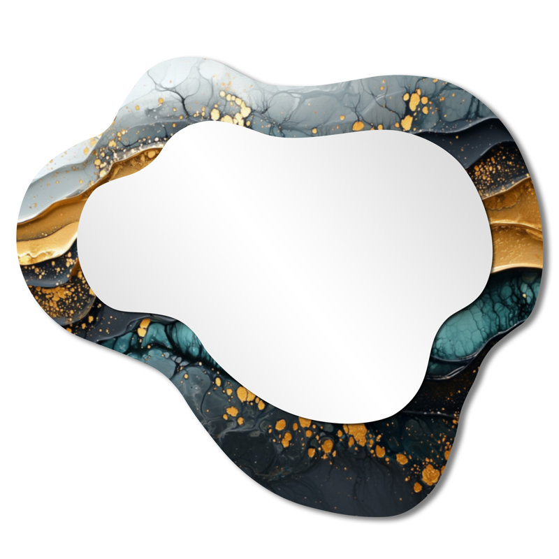 Abstract Transitional Temporal Flux I - Transitional Asymmetrical Decorative Mirror, Modern irregular Wall Mirror, Printed on Metal