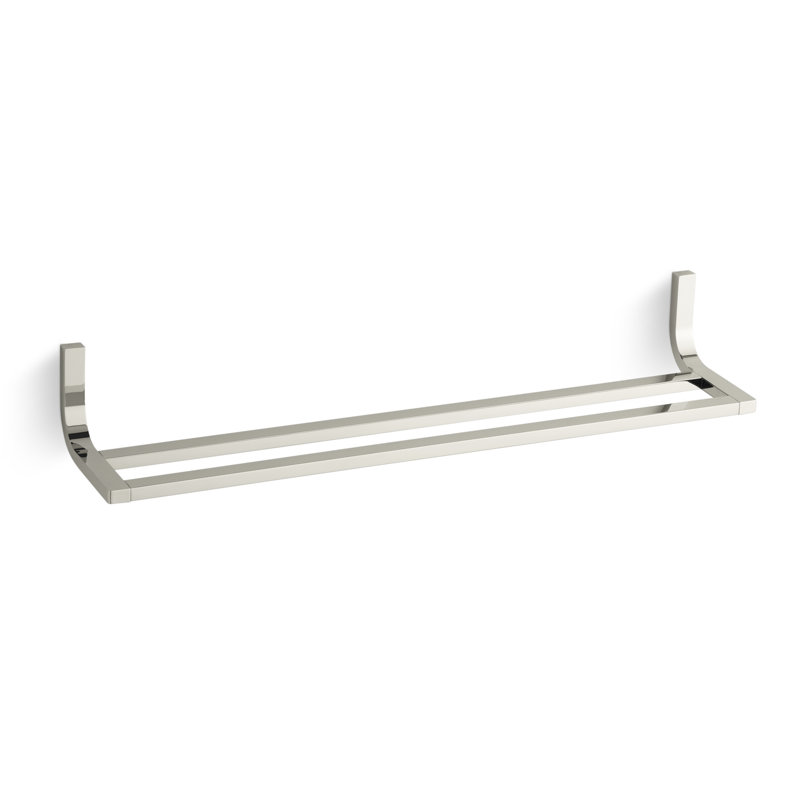 Loure Double 24.75" Wall Mounted Towel Bar, Nickel poli éclatant
