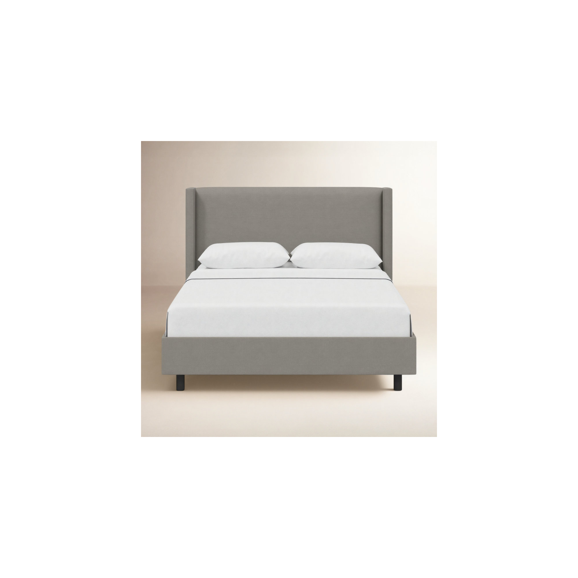 Hanson Upholstered Wingback Platform Bed, Classic Grey Linen, Twin