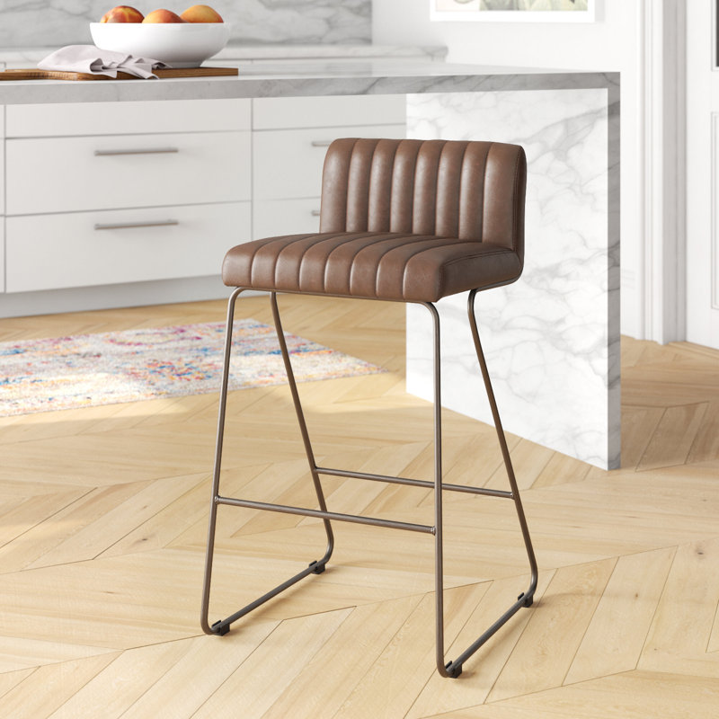 Amilynn Upholstered Counter Stool with Metal Frame, Antique Cigar Brown