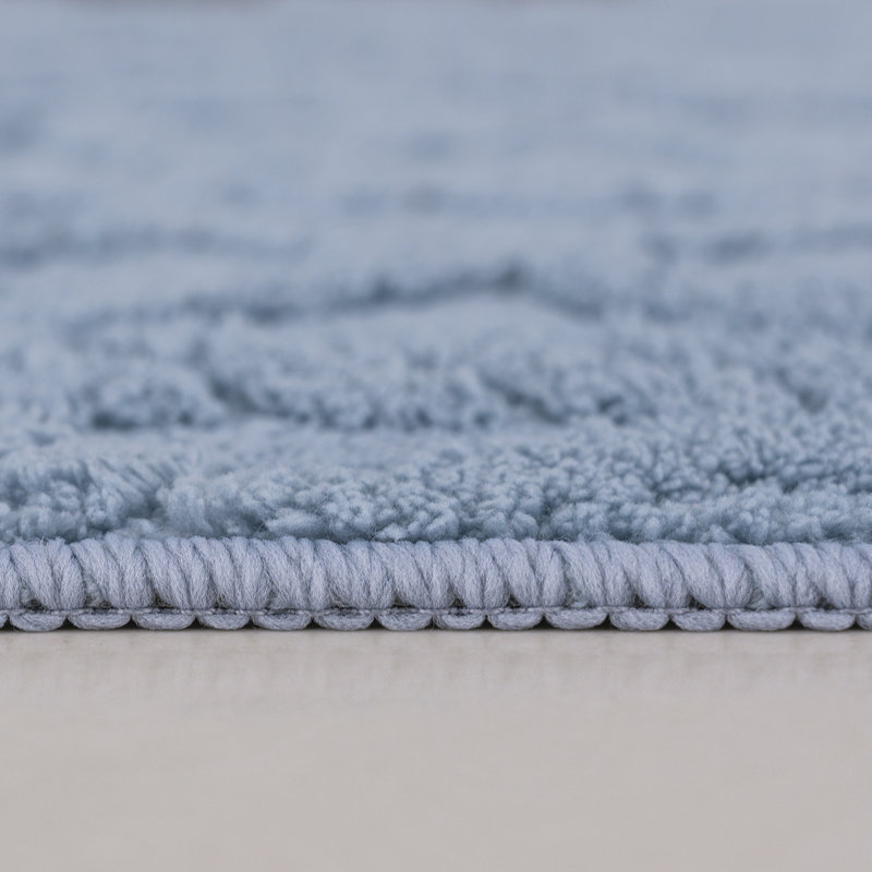 Lattice Jacquard Bath Rug, Blue