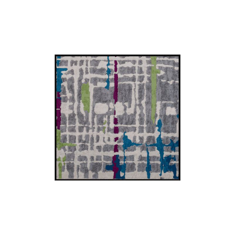 Tapis gris lavable à la machine, Carré 8 pi